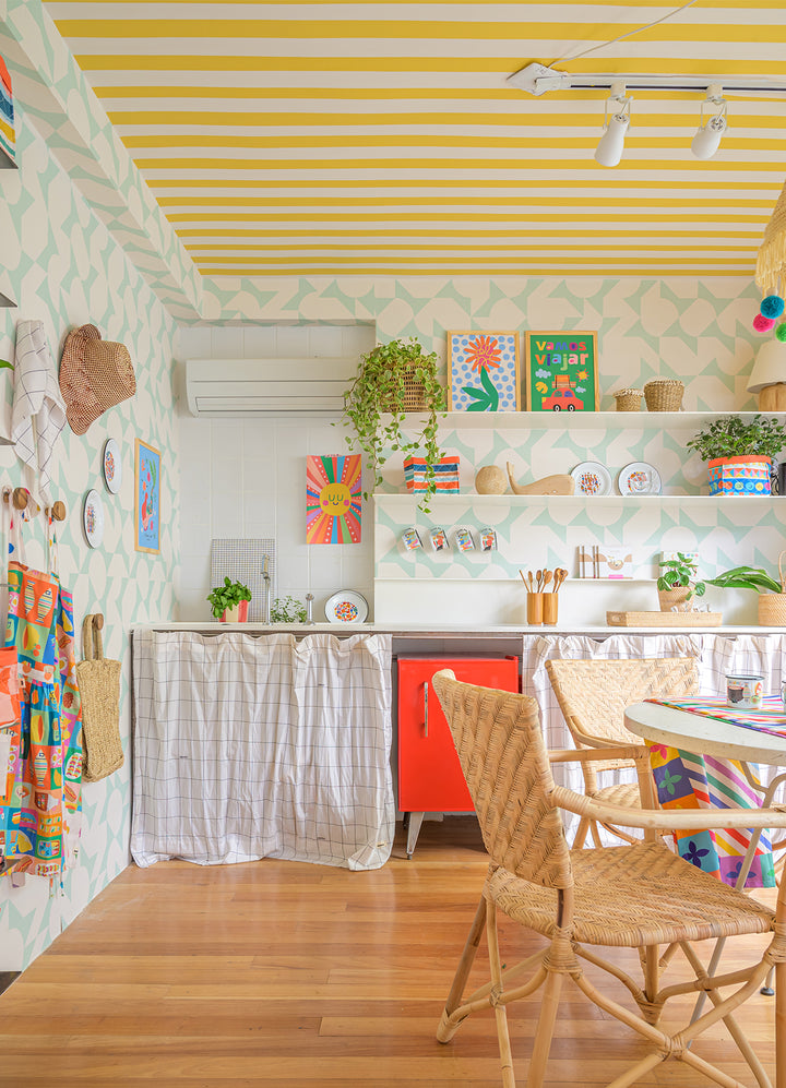 Papel de Parede Infantil - Ladrilho Menta