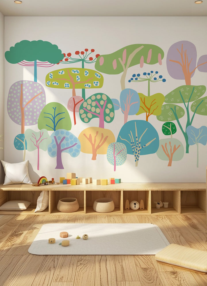 Papel de Parede Infantil Árvores Suaves - Painel