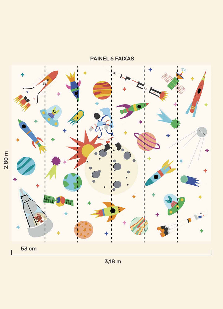 Papel de Parede Infantil Corrida Espacial Off - Painel