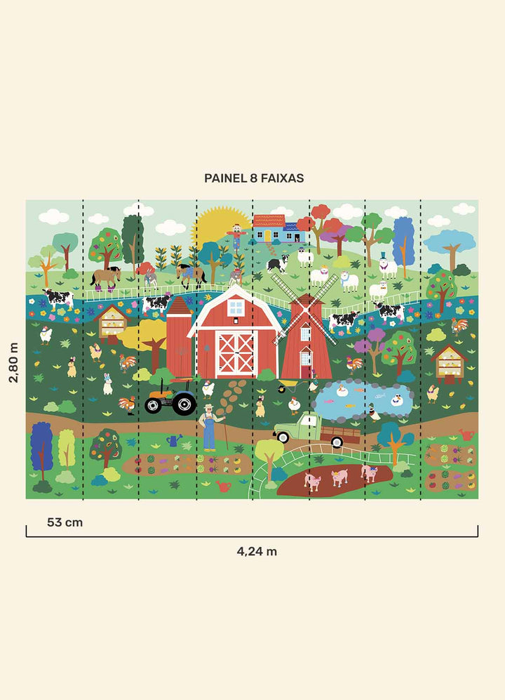 Papel de Parede Infantil Fazendinha - Painel