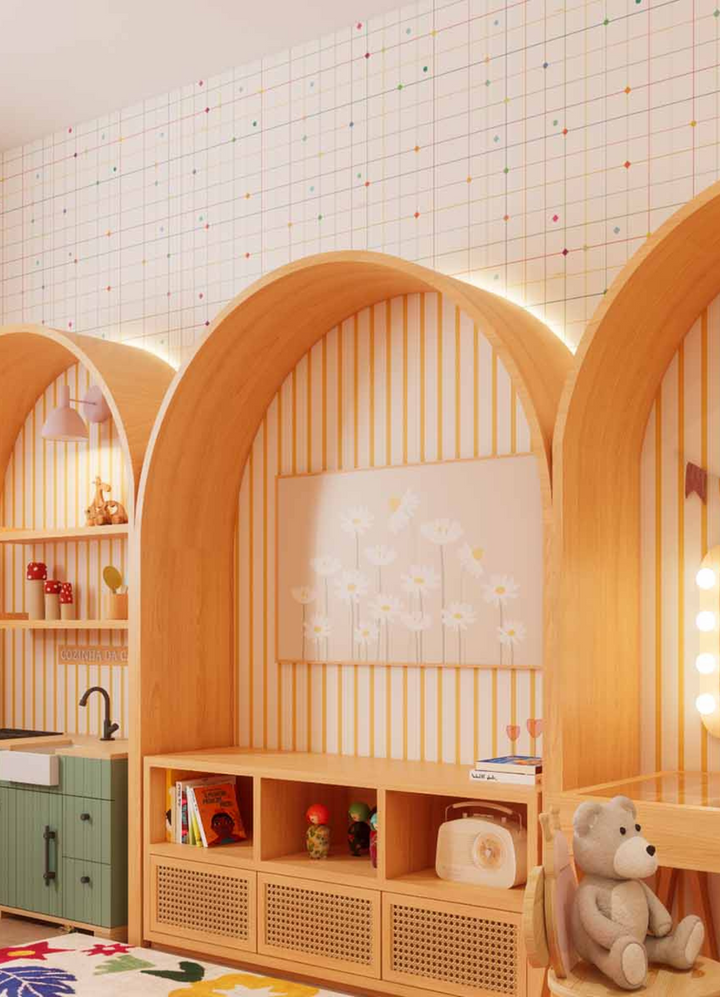Papel de Parede Infantil - Listrado Fino Regular Amarelo Radiante