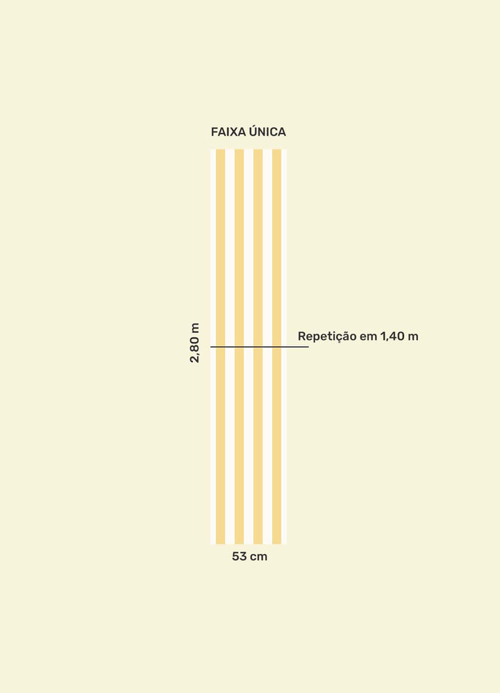 Papel de Parede Infantil - Listrado Largo Regular Amarelo Radiante