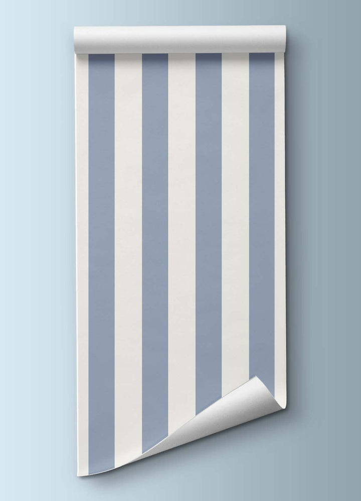 Papel de Parede Infantil - Listrado Largo Regular Azul Mar