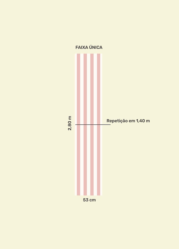 Papel de Parede Infantil - Listrado Largo Regular Rosa Doçura