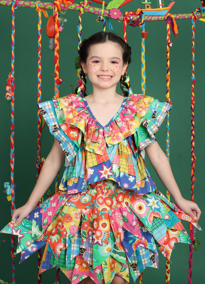Blusa Infantil Frente e Verso de Festa Junina - Chitas