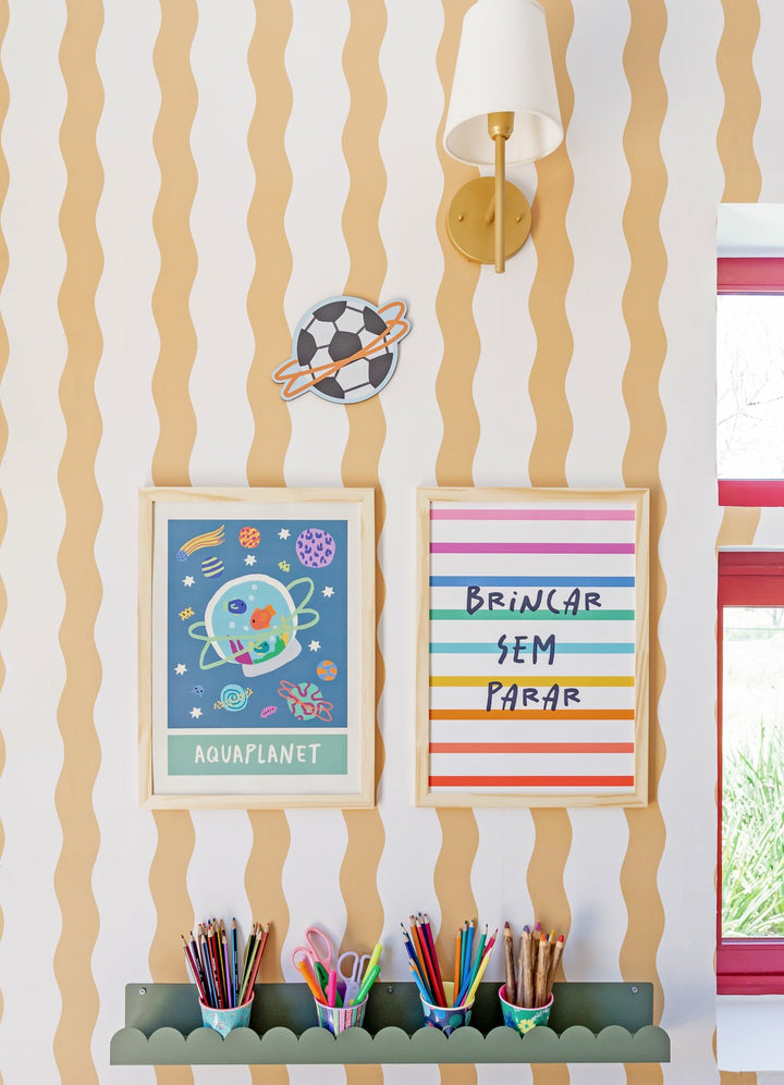 Papel de Parede Infantil - Listrado Ondas Solar