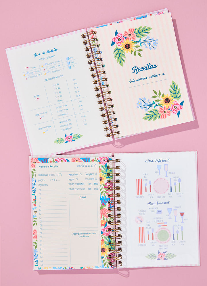 Caderno de Receitas - Floral Romântico