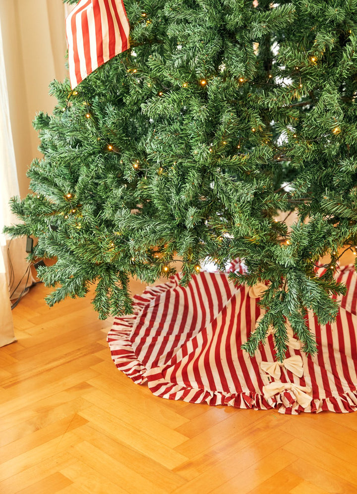 Cobre-Pé de Árvore de Natal - Listrado Laço de Dickens