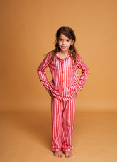 Pijama Americano Infantil Longo - Listrado Framboesa