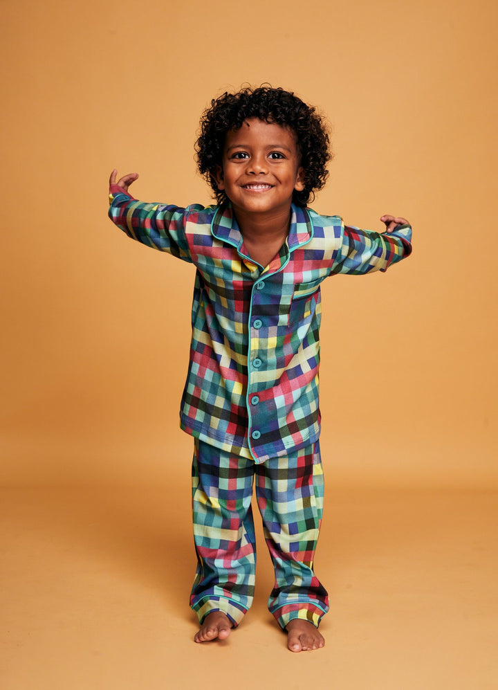 Pijama Americano Infantil Longo - Xadrez Aventura