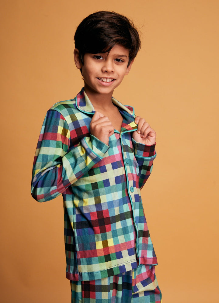 Pijama Americano Infantil Longo - Xadrez Aventura