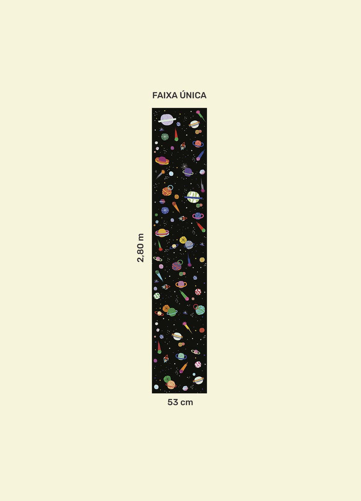 Papel de Parede Infantil - Cosmos Preto