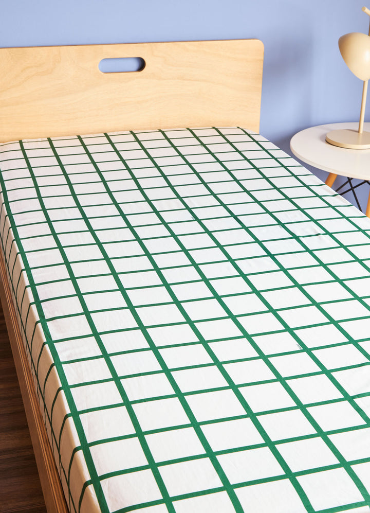 Lençol de Cima Infantil - Grid Ondinhas Verde