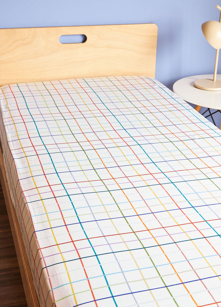 Lençol de Elástico Infantil - Grid Ondinhas