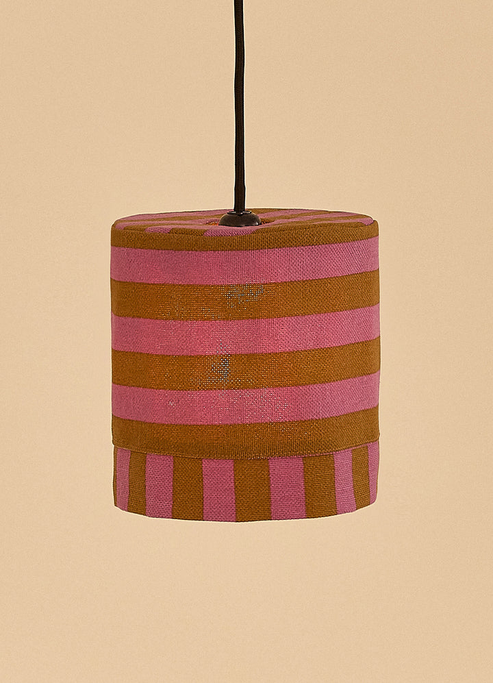Luminária Pendente Nobodinoz Linda - Listras Pink e Curry