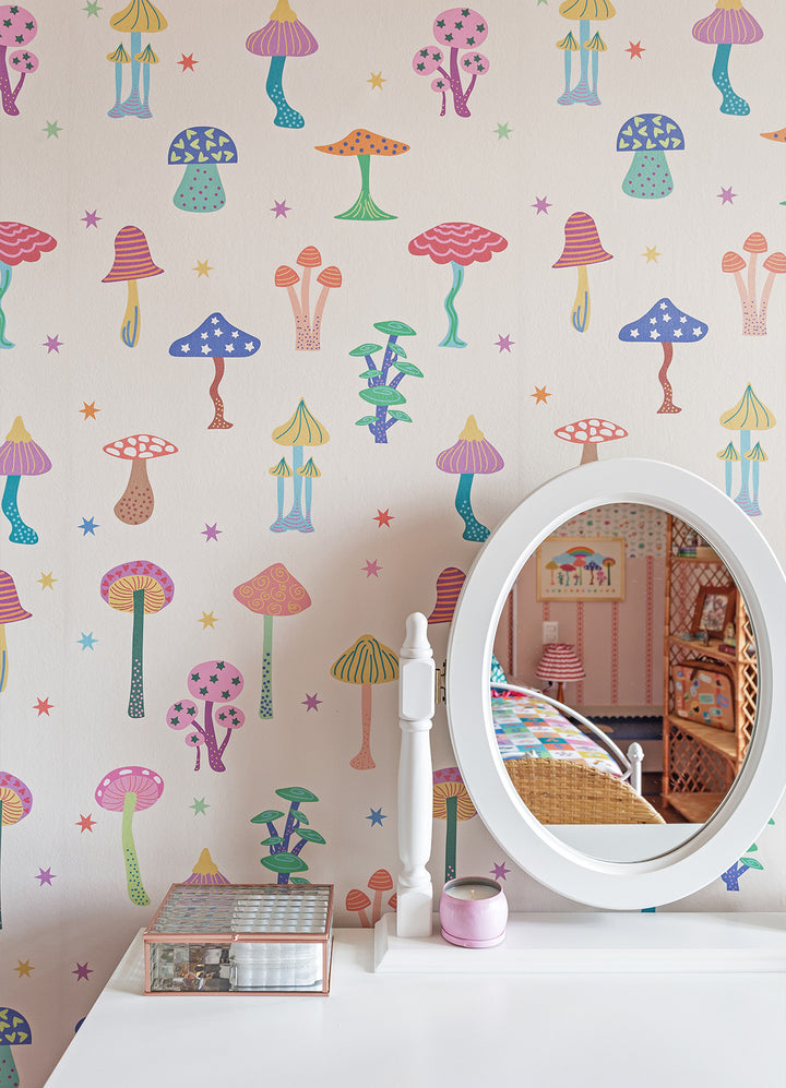Papel de Parede Infantil - Cogumelos Encantados