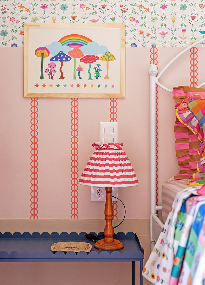 Papel de Parede Infantil - Listradinho Vermelho Ornamento