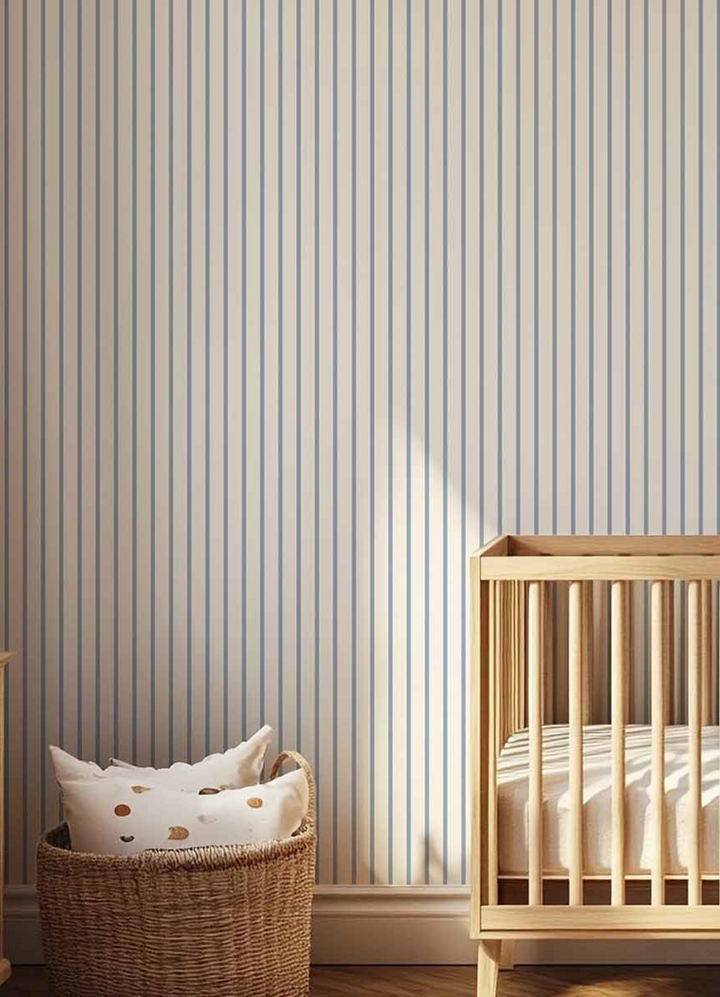 Papel de Parede Infantil - Listrado Fino Regular Azul Mar