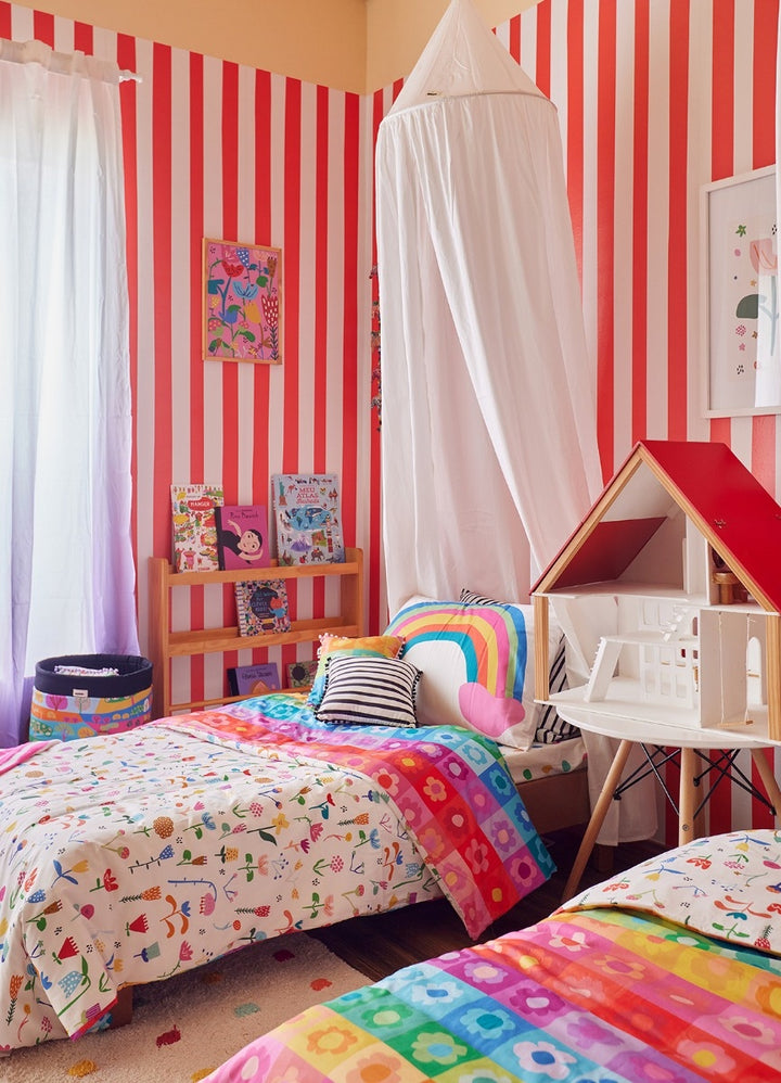 Papel de Parede Infantil - Listrado Largo Irregular Vermelho