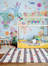 Papel de Parede Infantil Mapa-Múndi Dragões - Painel