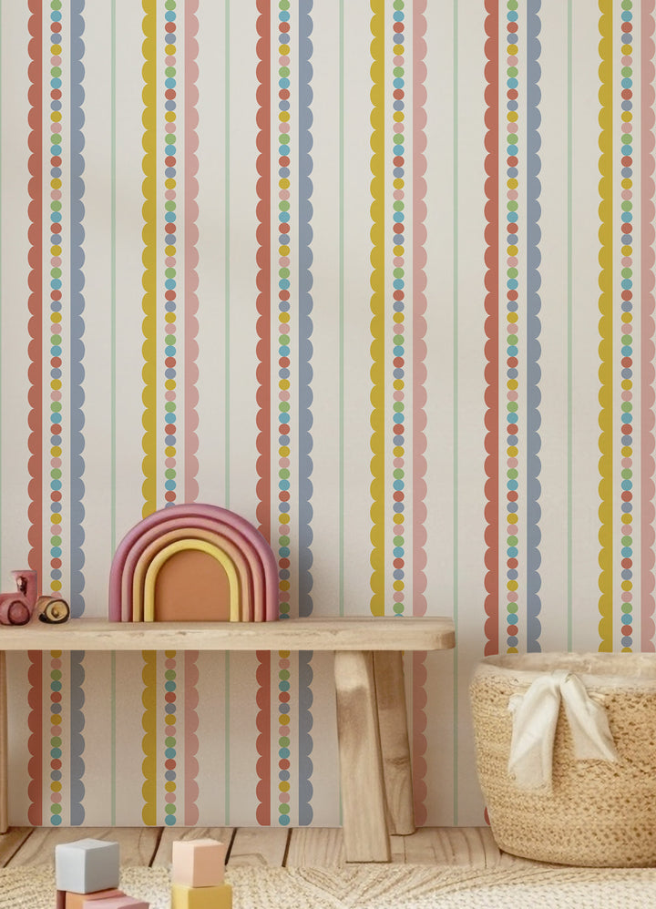 Papel de Parede Infantil - Listrado Marshmallow