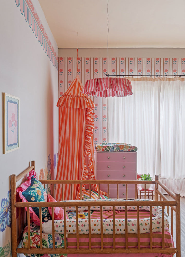 Papel de Parede Infantil - Listrado Roseira