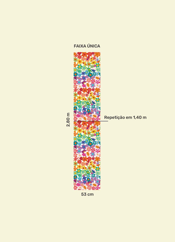 Papel de Parede Infantil - Arco-íris Floral
