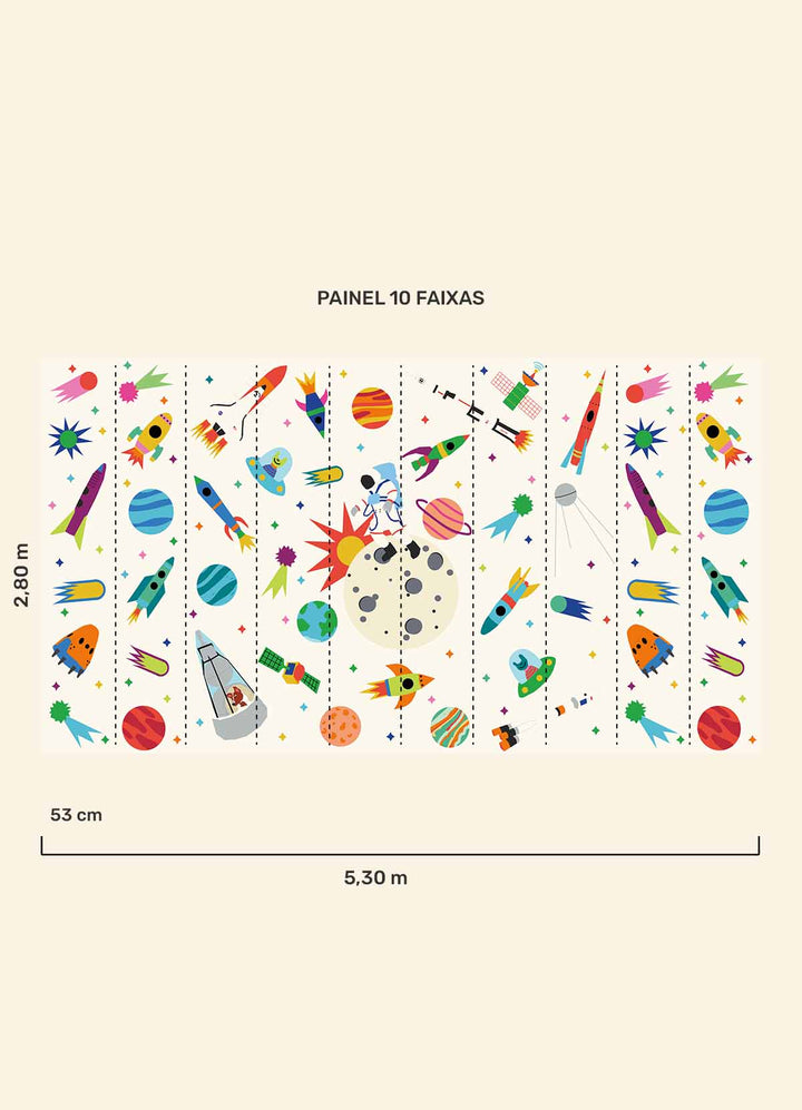 Papel de Parede Infantil Corrida Espacial Off - Painel