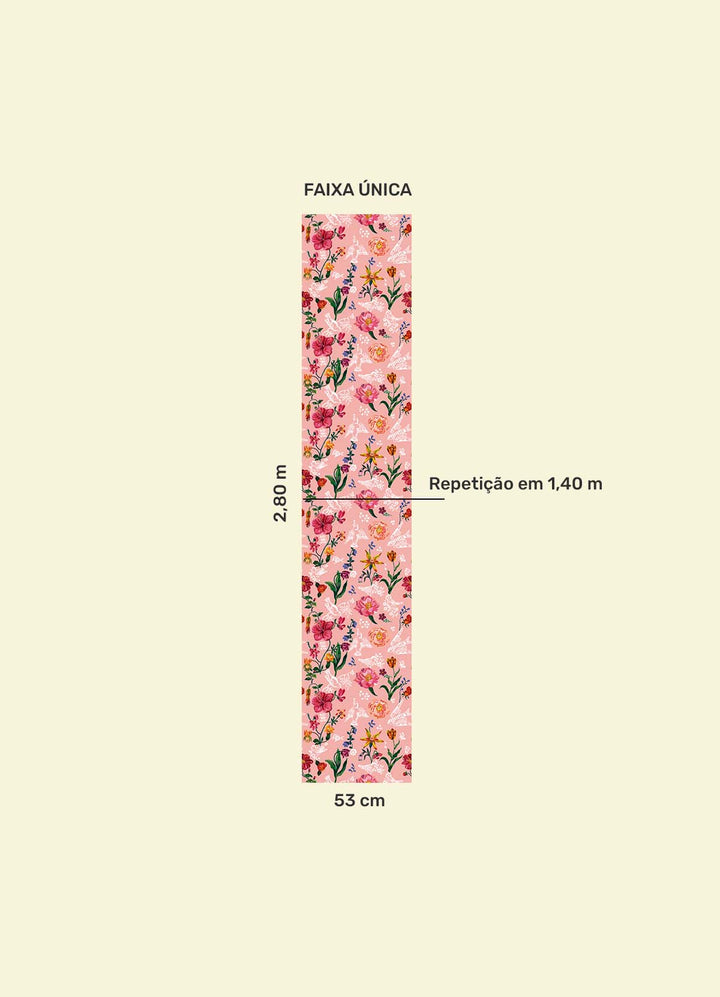 Papel de Parede Infantil - Floral Rosa Nathalie Lété