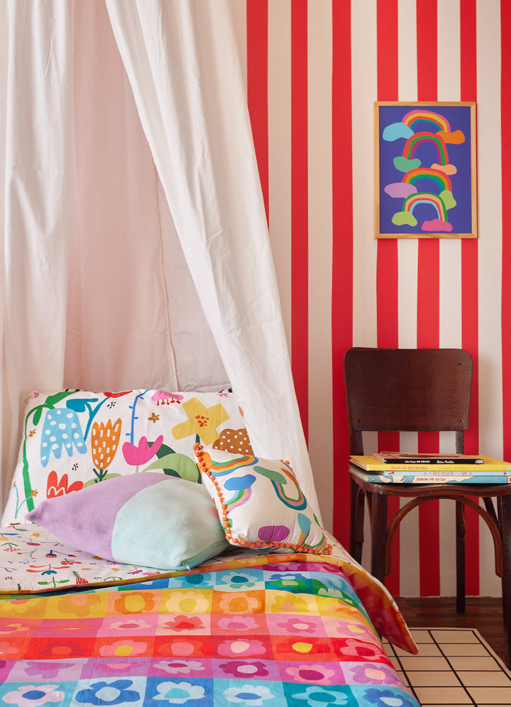 Papel de Parede Infantil - Listrado Largo Irregular Vermelho