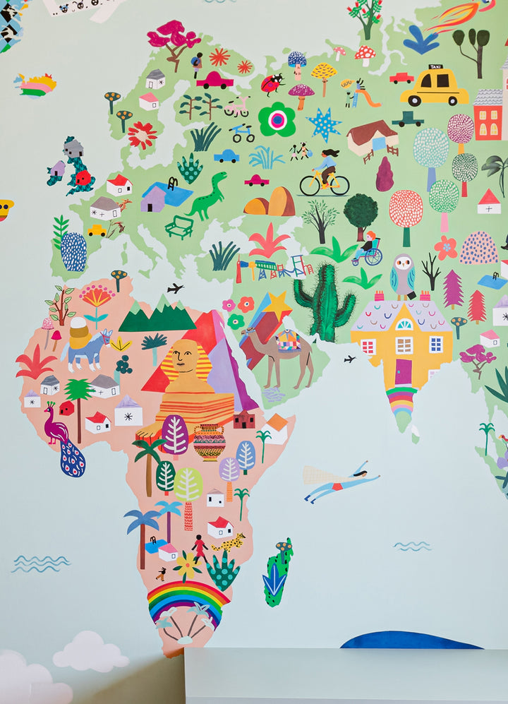 Papel de Parede Infantil Mapa-Múndi - Painel