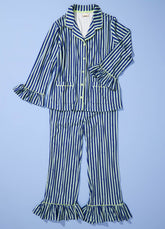 Pijama Americano com Babado Adulto Longo - Listrado Cósmico