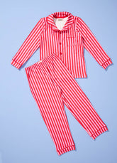 Pijama Americano Infantil Longo - Listrado Framboesa