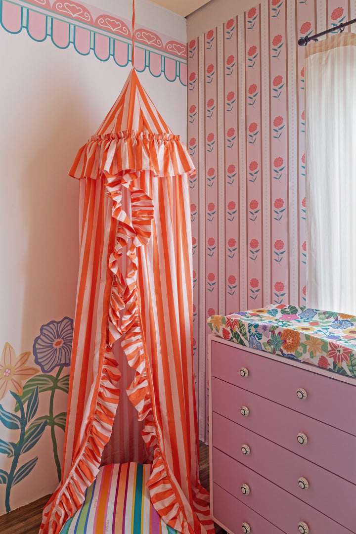 Tenda Infantil com Babado - Listrado Coral