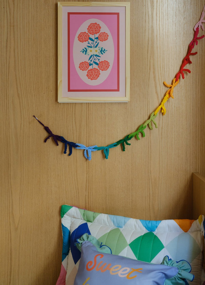 Varal de Laços Crochet - Arco-íris