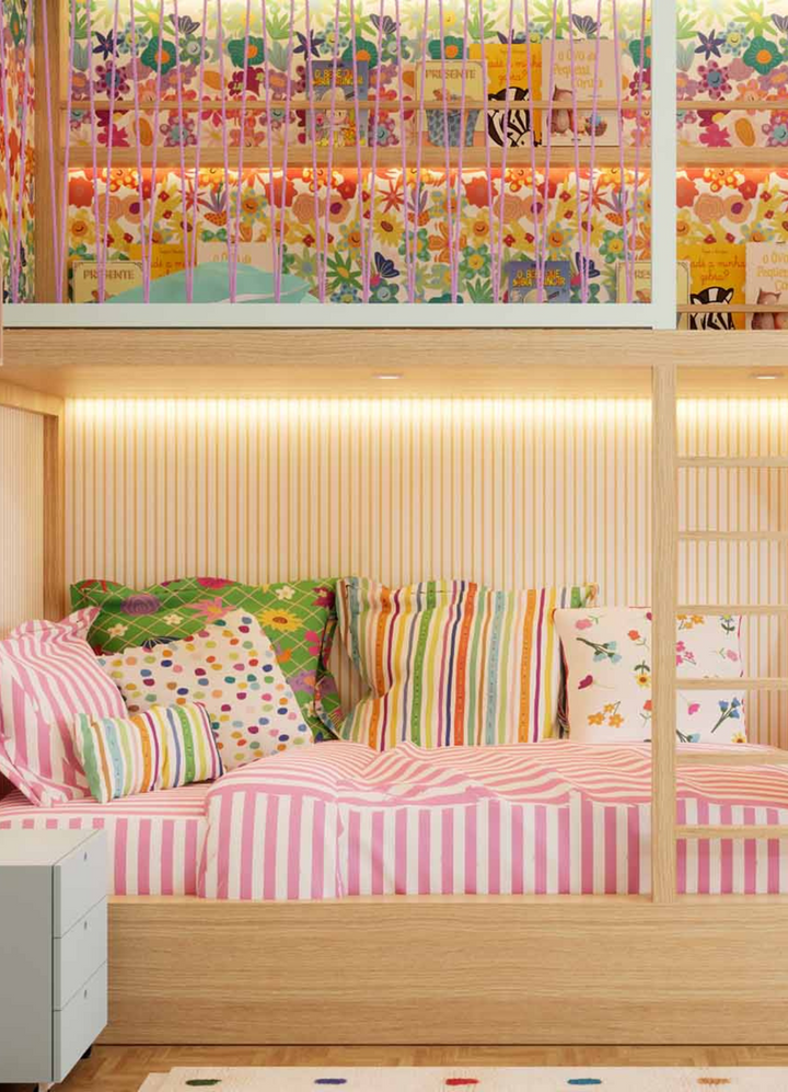 Papel de Parede Infantil - Arco-íris Floral