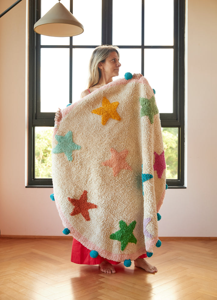 Tapete Lorena Canals + MOOUI - Estrelas Bubbly Redondo 1,2m