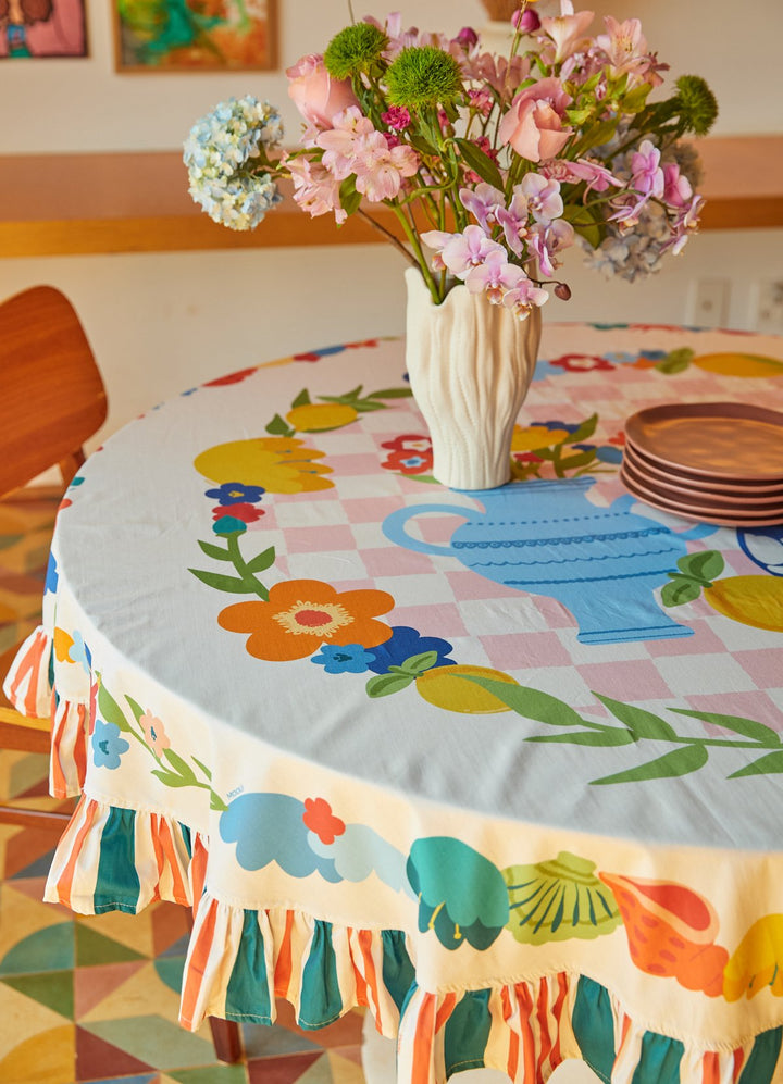 Toalha de Mesa Redonda - Vaso Da Fiori