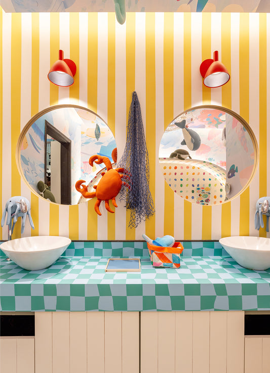 Papel de Parede Infantil - Listrado Largo Irregular Mostarda