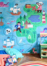 Papel de Parede Infantil Mapa de Tesouro - Painel