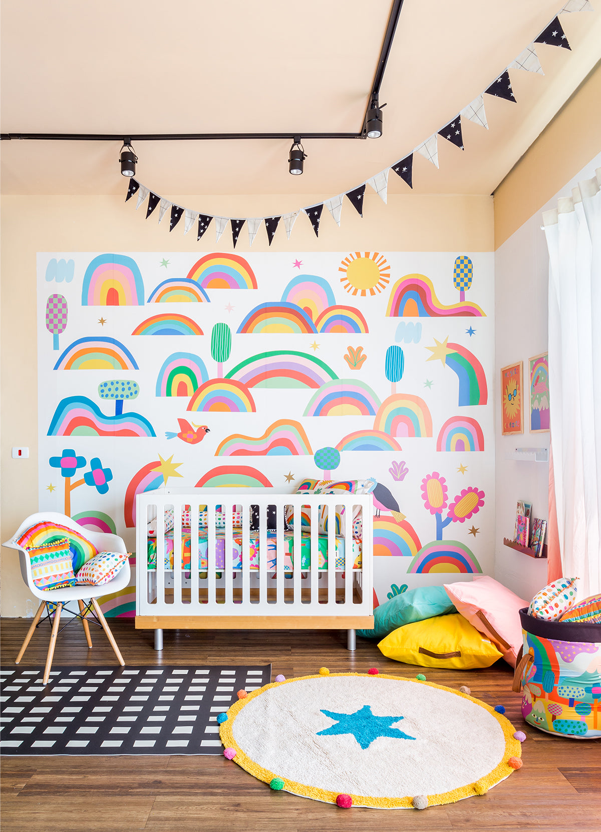 Papel de Parede Infantil Arco-íris Fantástico - Painel