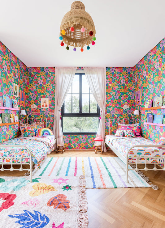 Papel de Parede Infantil - Buquê de Flores Verde