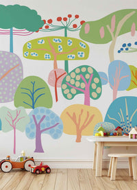 Papel de Parede Infantil Árvores Suaves - Painel