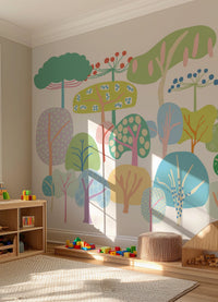 Papel de Parede Infantil Árvores Suaves - Painel