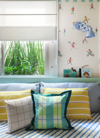 Almofada com Aba - Xadrez Oceano