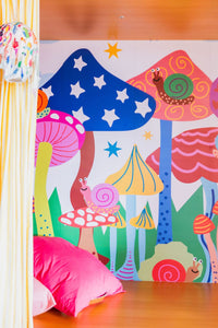 Papel de Parede Infantil Floresta de Cogumelos - Painel