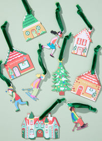 Kit Enfeites de Acrílico de Natal - Vila do Papai Noel