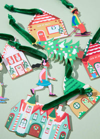 Kit Enfeites de Acrílico de Natal - Vila do Papai Noel