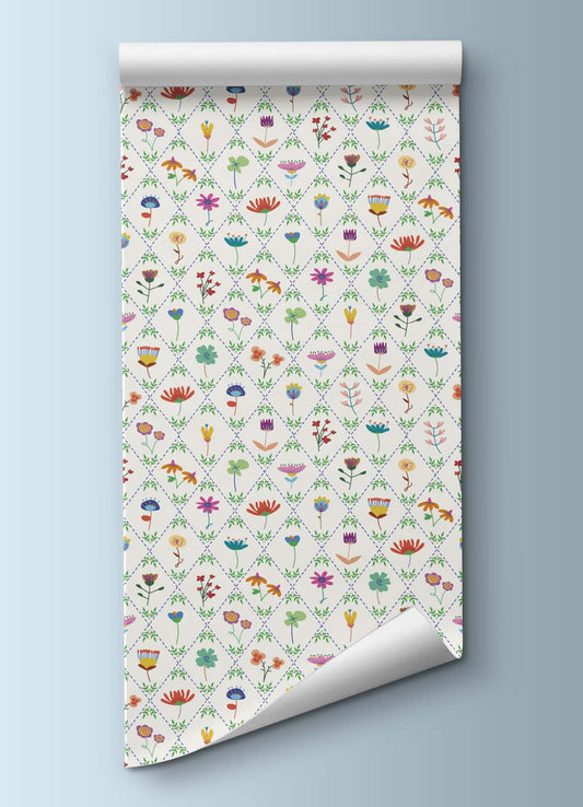 Papel de Parede Infantil - Floral Casa de Campo