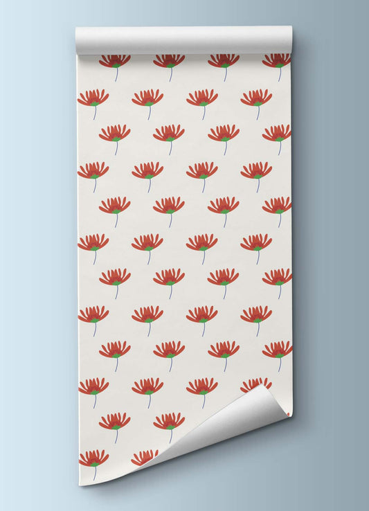 Papel de Parede Infantil - Flores Carmim